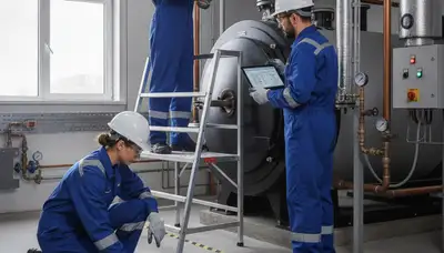 Boiler repair technician servicing a home boiler in Chico, CA for fast heat restoration