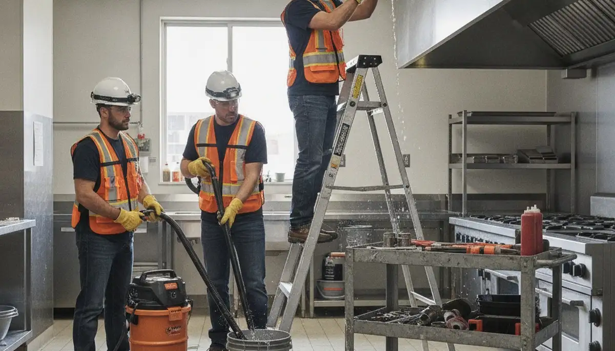 Emergency plumber in Chico, CA repairs burst pipe in a home kitchen