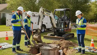 Septic repair technician servicing a Chico, CA home for On Call Plumbers