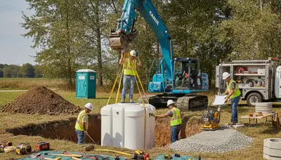 Septic tank installation crew serving Chico, CA homes with expert site prep and final setup