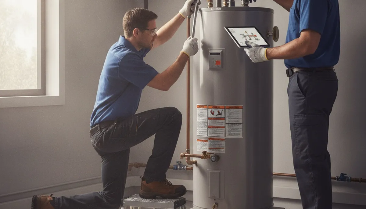 Chico, CA plumber repairing a water heater for reliable home service